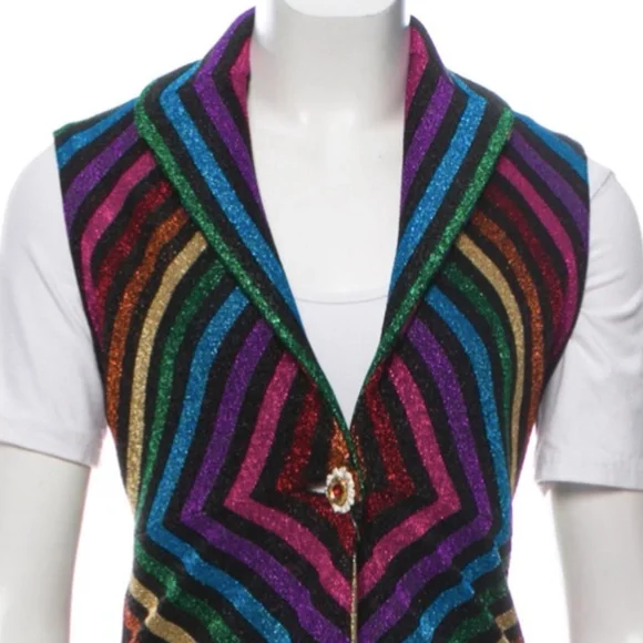 GUCCI Runway Rainbow Stripe Pattern Lurex Sleeveless Vest * NEW w Tag * 40% OFF - Picture 6 of 10